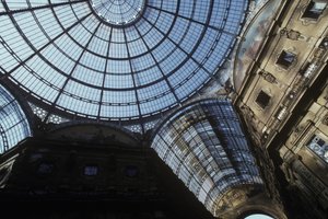 Upward View of the Glass Dome and Pendentive, Completed 1877 by Giuseppe Mengoni